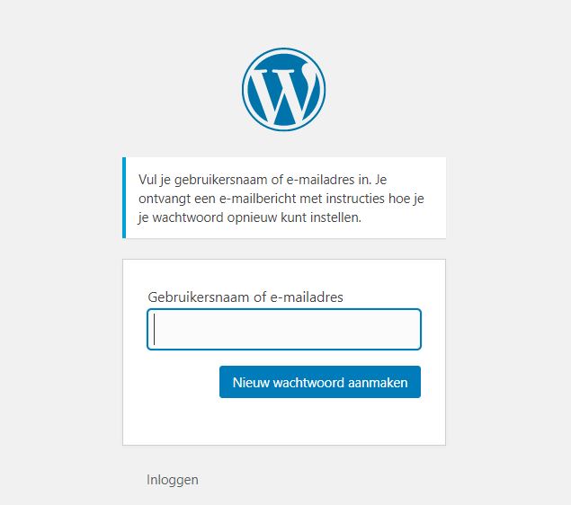 wordpress wachtwoord vergeten